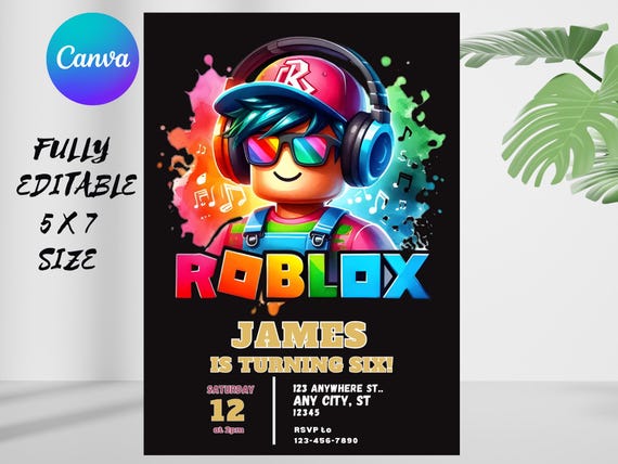 Roblox Invitation, Roblox Invite, Game Birthday, Roblox Boy Birthday, Editable Template Invitation, Kids Invite, Roblox Party, Roblox, Party