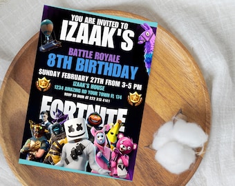 Invitación de cumpleaños de Fort Game, invitación para fiesta gamer, invitación para noche de Fort, invitación editable para gamer, plantilla gamer, Canva gamer