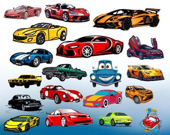 Cars SVG PNG Bundle, Lightning McQueen Clipart, Mater SVG, Cars Birthday Party Decorations, Cricut Cut Files, Instant Download