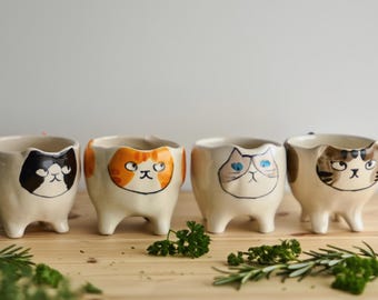 Handmade Cat Espresso Cup | Ceramic Animal Mug, Cat Lover Gift