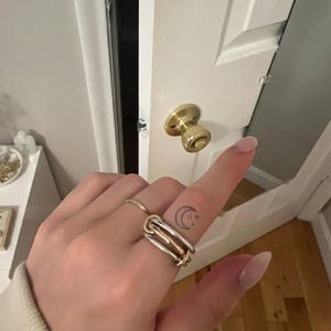 Ångestring för män och kvinnor, sammankopplad länkad fidgetring, unisex sammankopplade band i sterlingsilver och guld, stapelring i blandad metall
