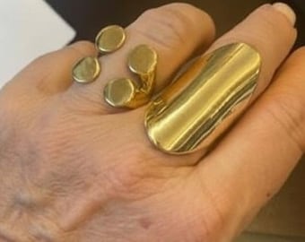 Adjustable Brass Chunky Rings – Boho Statement Jewelry, Set of Two