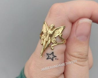 Beautiful gold ring with faerie fairy design