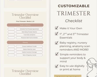Pregnancy Trimester Overview Checklist | Printable & Editable (PDF)