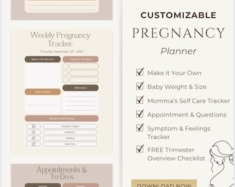 Pregnancy Planner Bundle | Weekly Tracker + Trimester Overview (PDF)