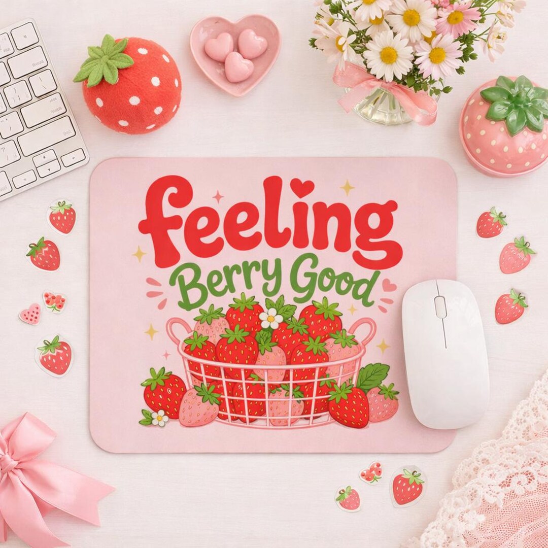 Feeling Berry Good Strawberry Mouse Pad, Cute Strawberry Desk Mat ...