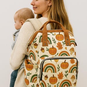 Autumn-Themed Multifunctional Diaper Backpack, Fall Baby Bag, Eco-Friendly Diaper Bag, Stylish Diaper Backpack, Pumpkin Patch [...]