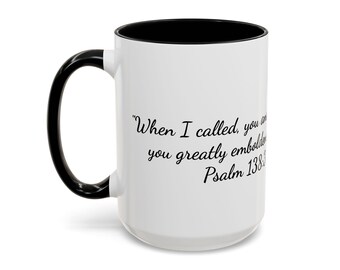 Inspirerende koffiemok Psalm 138:3 | Op geloof gebaseerd cadeau, motiverende quote, mok met Schrifttekst, perfect voor vrienden en familie, dagelijkse inspiratie