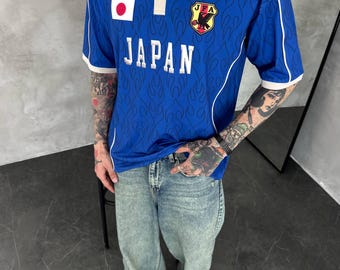Japan Retro Polo Shirt, Vintage Soccer Fan Tee, Oversized Cotton Shirt, Japanese Football Style Top, World Cup Fan Gift