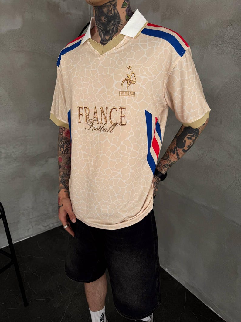 Retro France Football Jersey, Vintage France Soccer Shirt, France Concept Kit, Embroidered France Football Tee, World Cup 2026 image 5