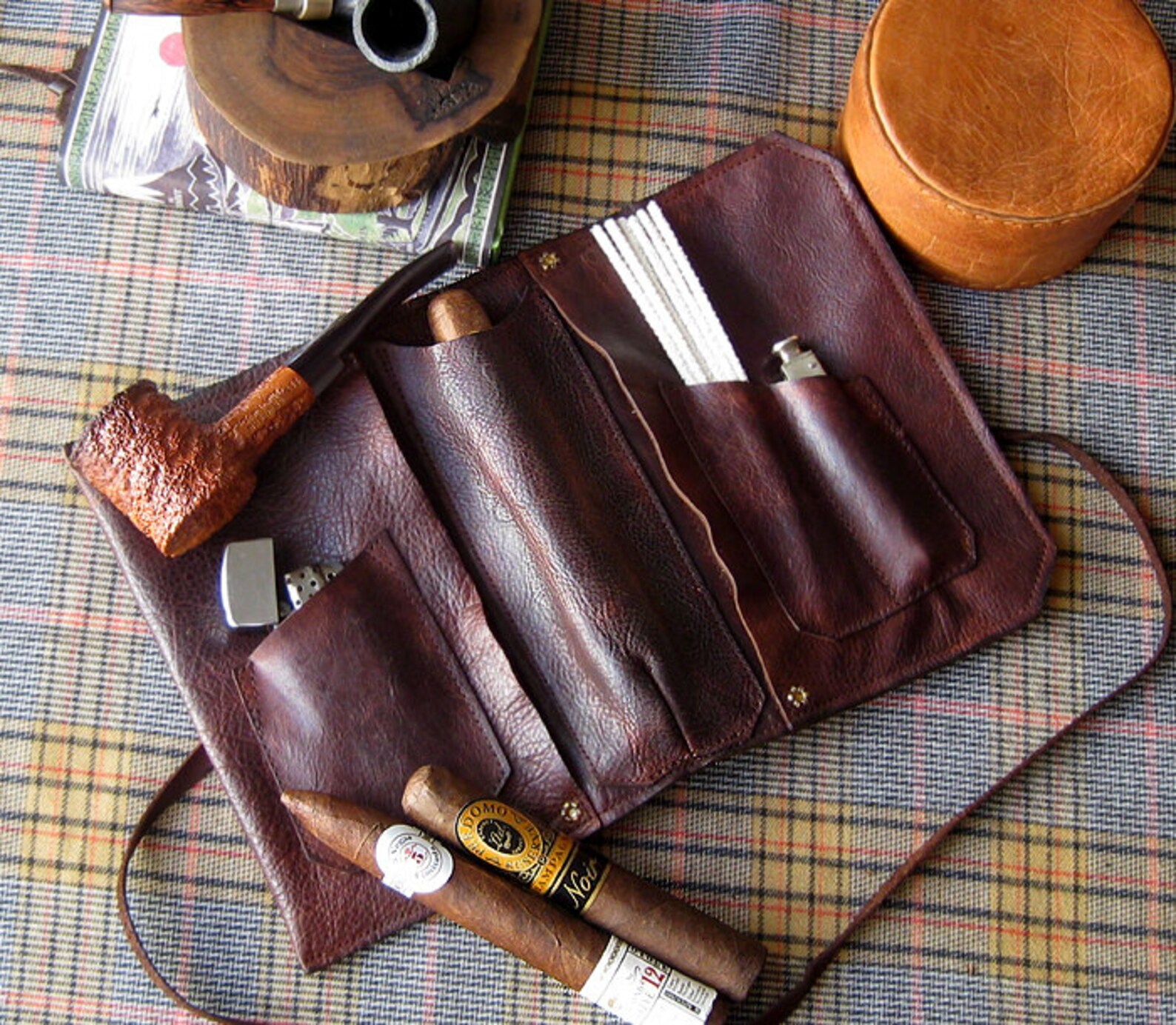 Clemens Leather Cigar Pipe & Tobacco Pouch Etsy