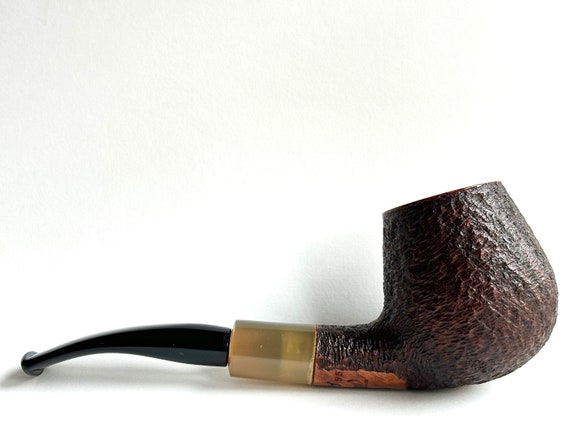 Estate Pipe Randy Wiley Rusticated Bent Brandy Pipe with Horn Pipes & Tobacco Magazine 14 of 50 limited edition pipe