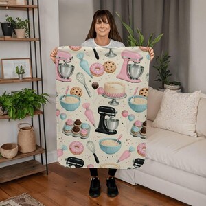 Manta para hornear, manta polar para pastelero, decoración acogedora para la cocina, regalo para amantes de los postres imagen 4