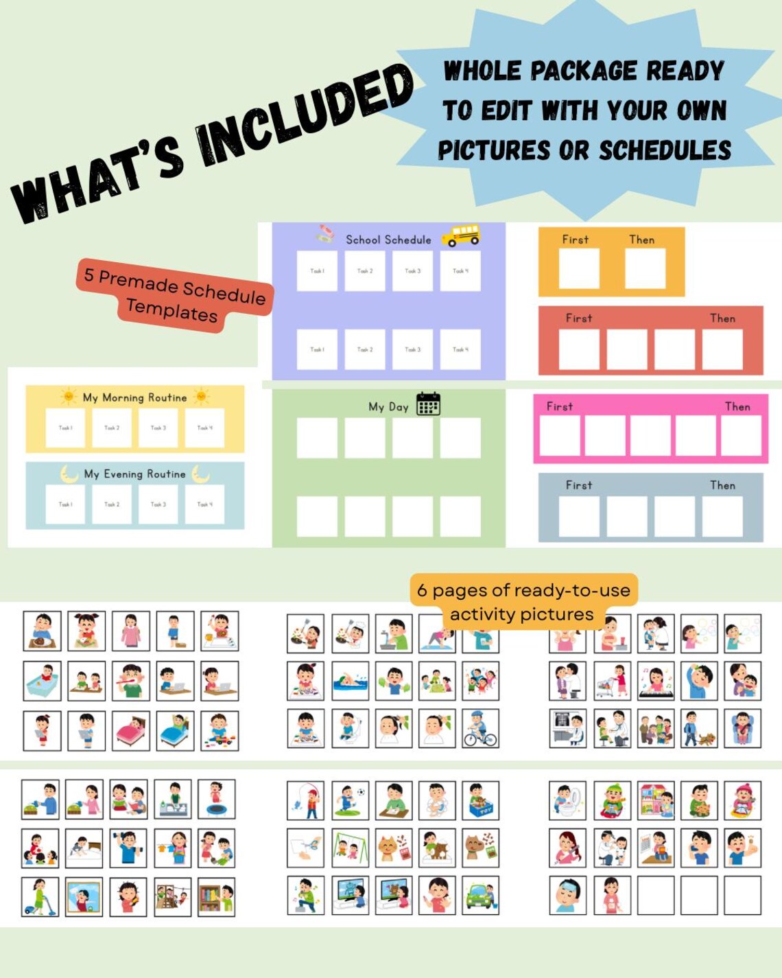 Editable Visual Schedule for Autism | Daily Routine Cards Printable ...