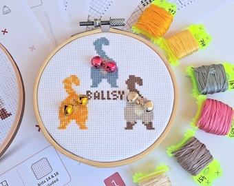 Funny Cat Butt Cross Stitch Pattern | Ballsy Cats 3D Bell Details PDF