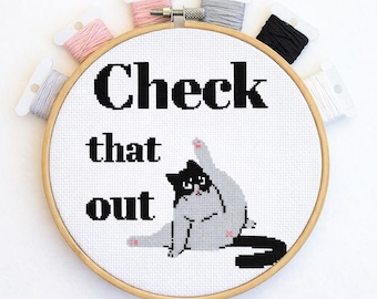Funny Cat Cross Stitch Pattern | Digital PDF Instant Download | Cheeky Rude Embroidery for Beginners