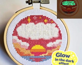 Glow in the Dark Sunset Cross Stitch Pattern | PDF Instant Download