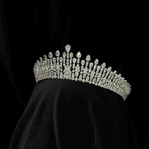 Tiara de corona de circonita real: tocado nupcial de lujo, pieza de boda impactante