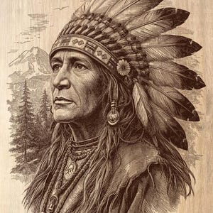 Native American Chief PNG: Laser Engraving File, Western Art (Digital Download)