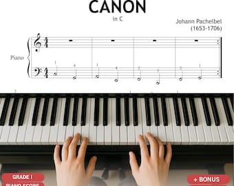 Canon in D Pachelbel | Grade 1 Easy Piano Sheet Music | Simplified PDF Instant Download