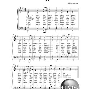 Amazing Grace – Choir and Piano | John Newton Christian Hymn Sheet Music PDF (Key in G) Instant Download