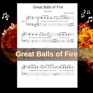 Great Balls of Fire Piano Sheet - Simplified Grade 4 Rock ’n’ Roll