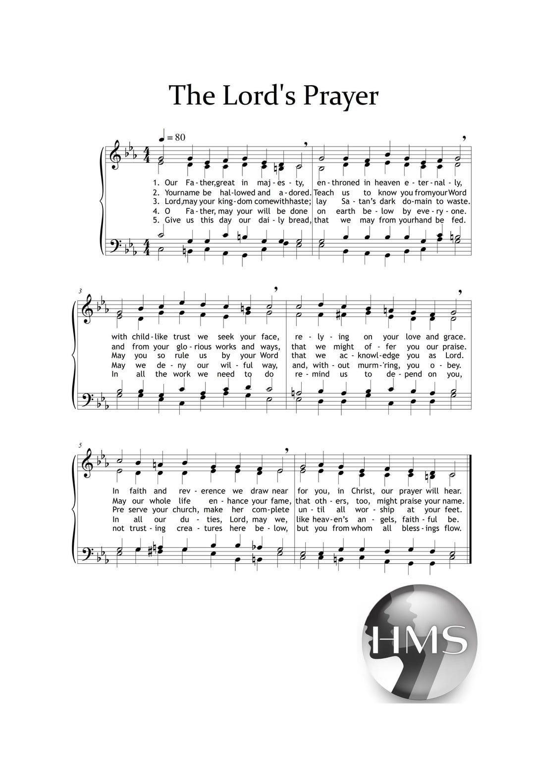 The Lord’s Prayer – Choir and Piano Sheet Music PDF | Traditional ...