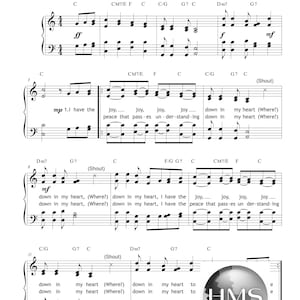 Down in My Heart (I’ve Got the Joy) – Christian Hymn and Piano | PDF Sheet Music Instant Download (Key in C)