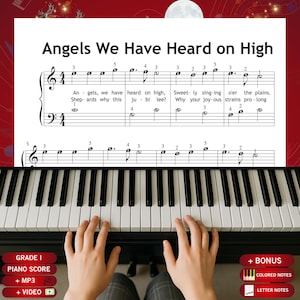 Angels We Have Heard on High Christmas Piano Sheet Music (Grade 1, Easy PDF)