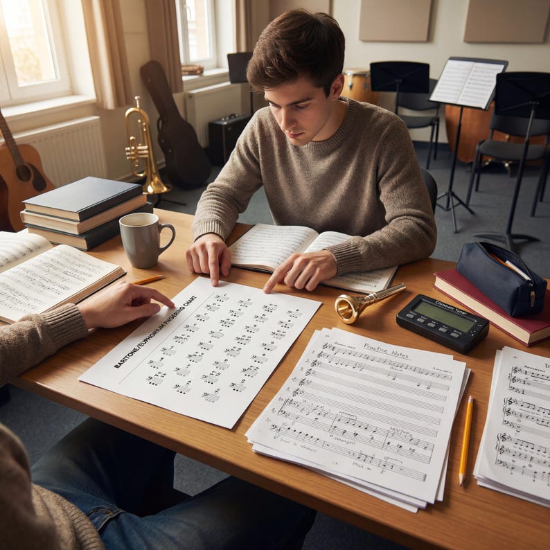 Euphonium Fingering Chart: Clear Layout - Digital Download image 3