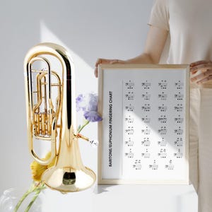 Euphonium Fingering Chart educational resource, one-page printable guide displaying every euphonium fingering position with clarity, high-resolution files provided in PDF and PNG formats, perfect for beginners, advanced learners, and music educators.