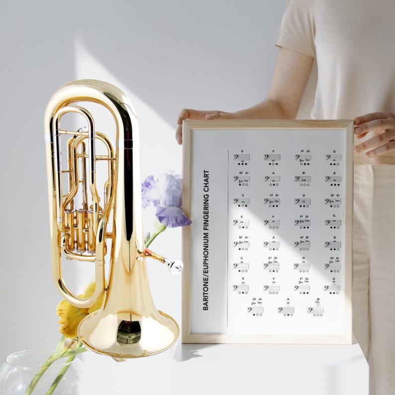 Euphonium Fingering Chart educational resource, one-page printable guide displaying every euphonium fingering position with clarity, high-resolution files provided in PDF and PNG formats, perfect for beginners, advanced learners, and music educators.