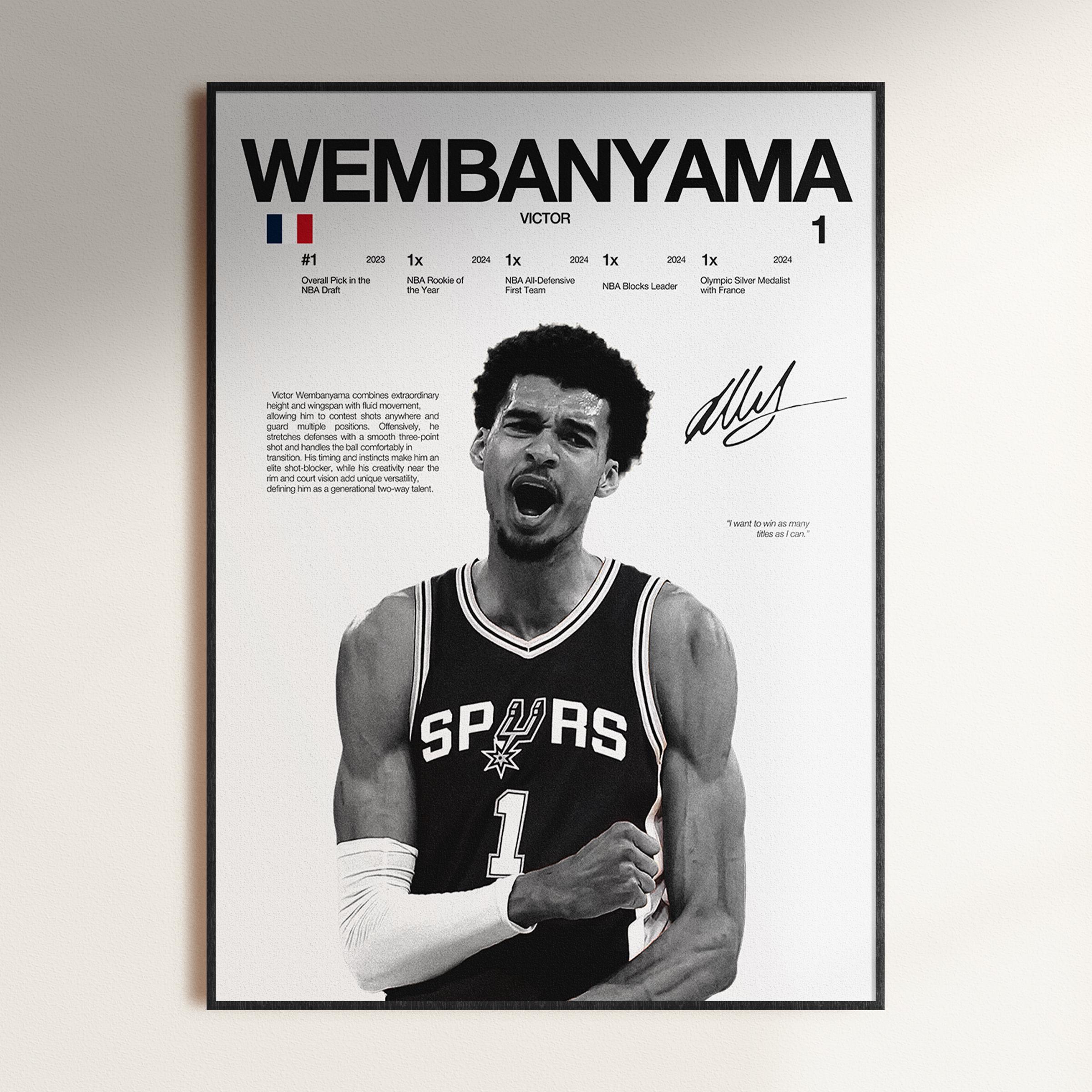 Poster Toile Victor Wembanyama - Impression Haute Qualité 20x30 Cm - Déco Sport Moderne - Personnalisable Sur Demande