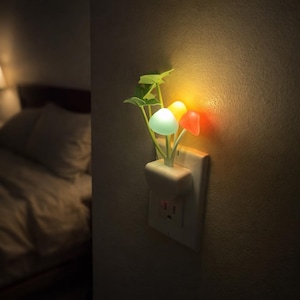 Van kleur veranderend nachtlampje met paddenstoel – grillige led-insteeklamp