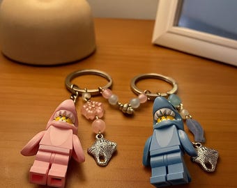 Llaveros magnéticos de tiburón hechos a mano para parejas: regalo a juego para novios.