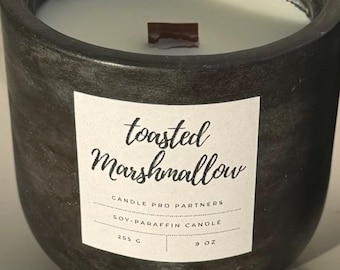 Toasted Marshmallow Wood Wick Candle: Cozy Campfire Scent, Cement Jar