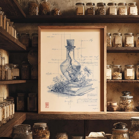 Witch Potion Art Print: Vintage Whimsigoth Fantasy Decor (Digital Download)