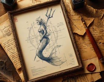 Mermaid Art Print: Vintage Fantasy Ren Faire Decor (Digital Download)