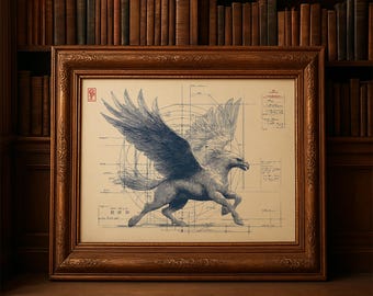 Hippogriff Art Printable | Vintage Mythical Creature Illustration for Booknook (Digital Download)