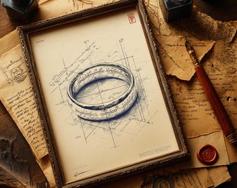 The One Ring Wall Art Printable: Vintage Book Lover Home Decor (Digital Download)