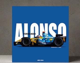 Renault R25 F1 Car Poster: Fernando Alonso, World Champion 2005 - Etsy
