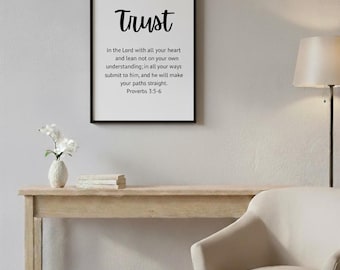 Proverbios 3:5-6 - Impresión bíblica / Decoración cristiana para el hogar (descarga digital)