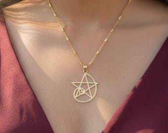 Star Moon Pendant : Golden Ratio Pendant Necklace, Sacred Geometry Fibonacci Spiral Jewelry