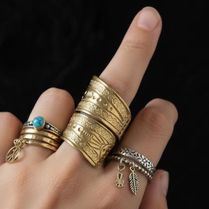 Tribal mässingsring | Justerbara bohemiska smycken