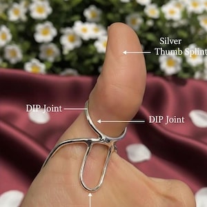 Sterling Silver Thumb Splint Ring, MP Hyperextension Hypermobility Support