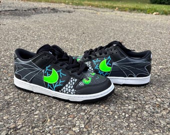 Custom Painted Glow in the dark Dragon themed shoes (read description)
