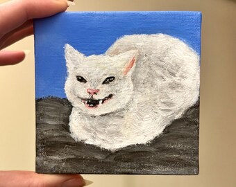Suspicious Kitty mini painting 4x4