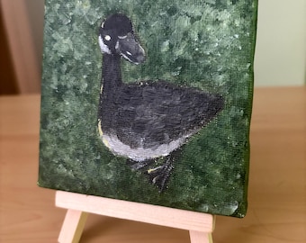 Silly goose on the loose, original mini painting 4x4