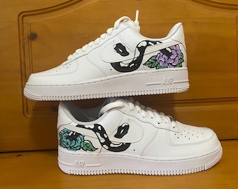 Custom Painted Snake and floral themed shoes (read description)