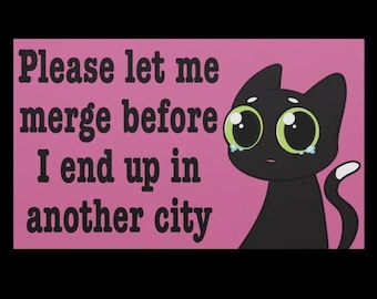 Zabawny magnes na samochód z czarnym kotem. Proszę, pozwól mi się połączyć.